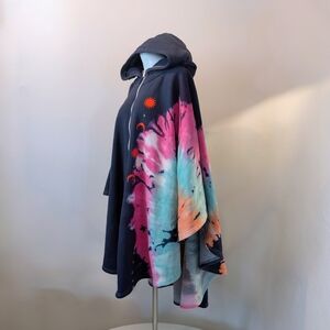 Cloak is Mythical Zipper Cape Cloak Free Size Tie Dye
